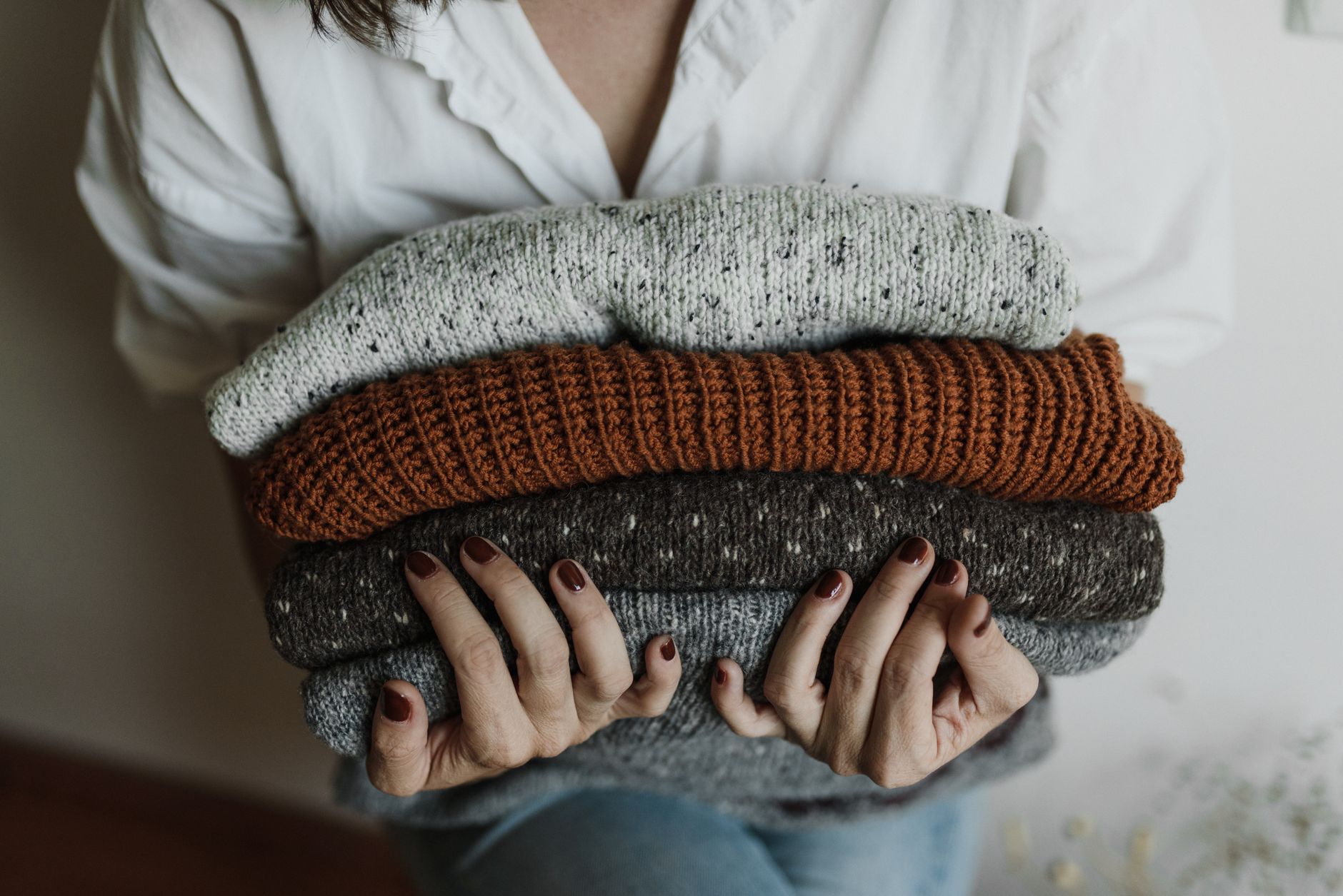 Stack of folded sweaters